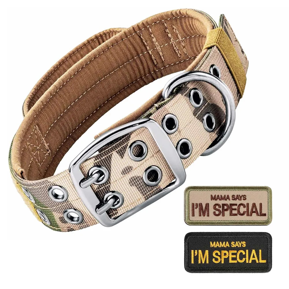 Heavy Duty Double Buckle Design Tactical Dog Collar - Military-Grade Dog Collar with Handle for Medium and Large Dogs