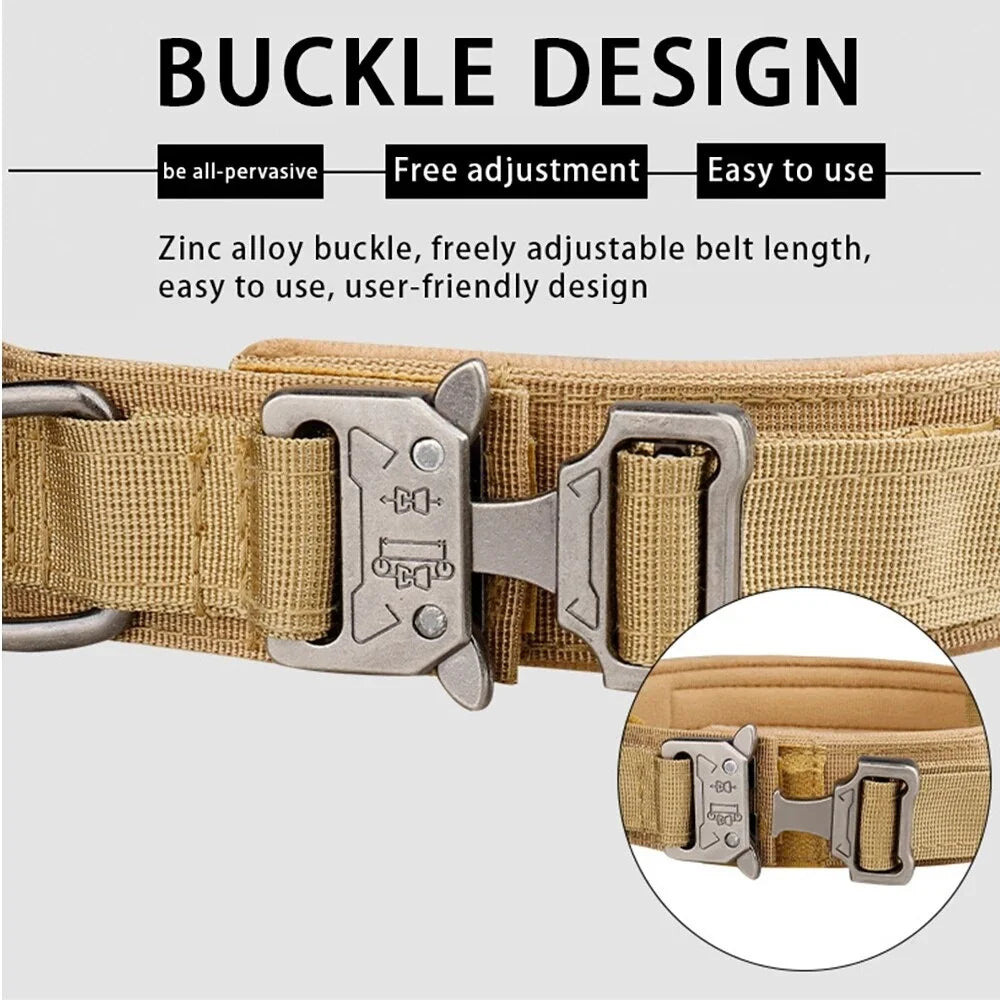Outdoor Tactical Dog Collar Metal Buckle Collar for Dog Pet Products Nylon Medium Large Dog Training Neck Collars Accessories