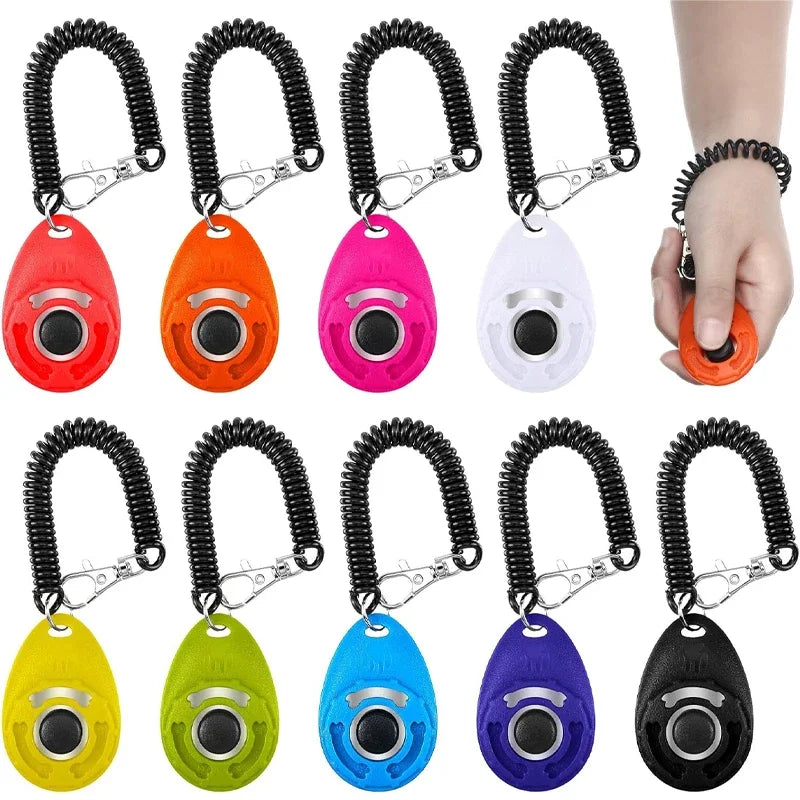 Adjustable Dog Training Clicker – Wrist Strap & Keychain for Pets Including Cats, Puppies & Birds