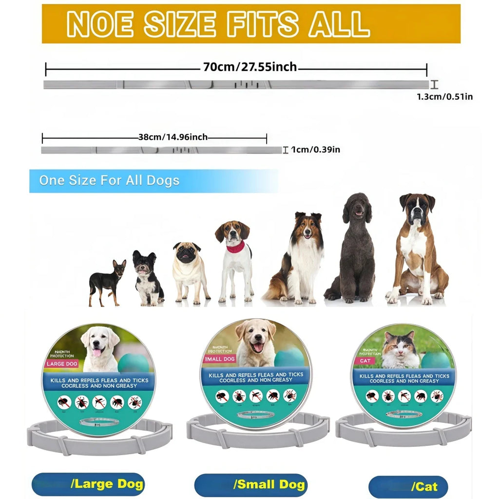 VIP Dog Cats anti Flea and Ticks Pet Collar 8Month Protection Retractable Pet Collars for Puppy Cat Large Dogs Accessories