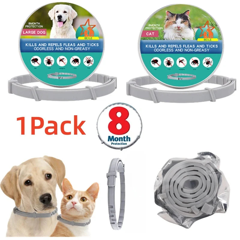 VIP Dog Cats anti Flea and Ticks Pet Collar 8Month Protection Retractable Pet Collars for Puppy Cat Large Dogs Accessories