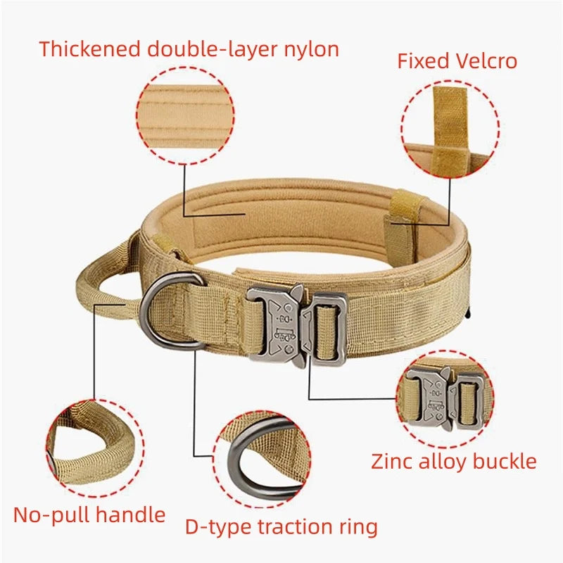 Outdoor Tactical Dog Collar Metal Buckle Collar for Dog Pet Products Nylon Medium Large Dog Training Neck Collars Accessories