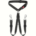 1Pcs Pet Dog Seat Belt Car Supplies Dog Cat Car Fixed Dog Chain Buffer Traction Car Safety Rope One Belt Two Dog Leash