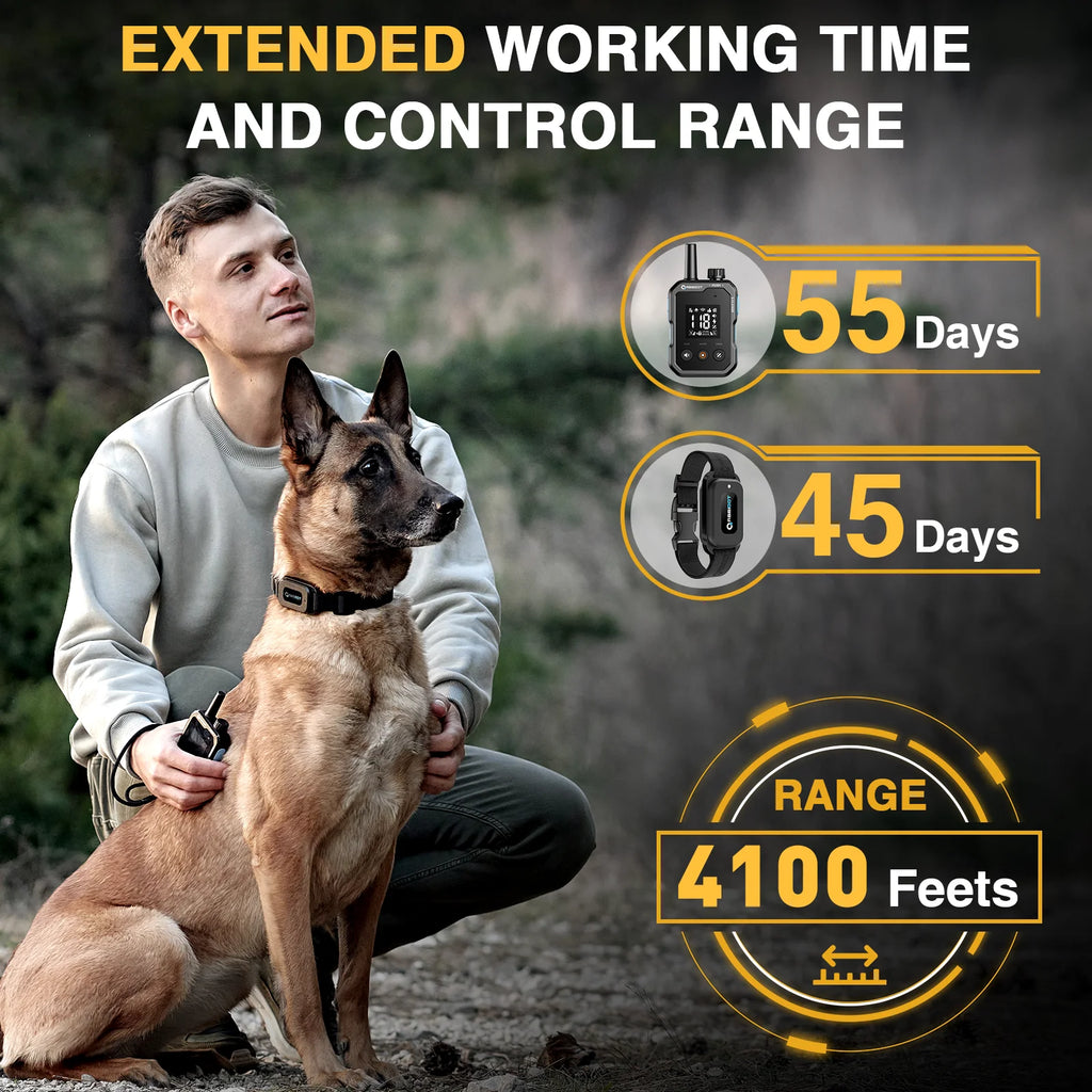 T70 Dog Training Collar 2 in 1 Strap with E-Clicker Electric Shock 4100Ft 1250M Waterproof 118 Levels 2025 New Version