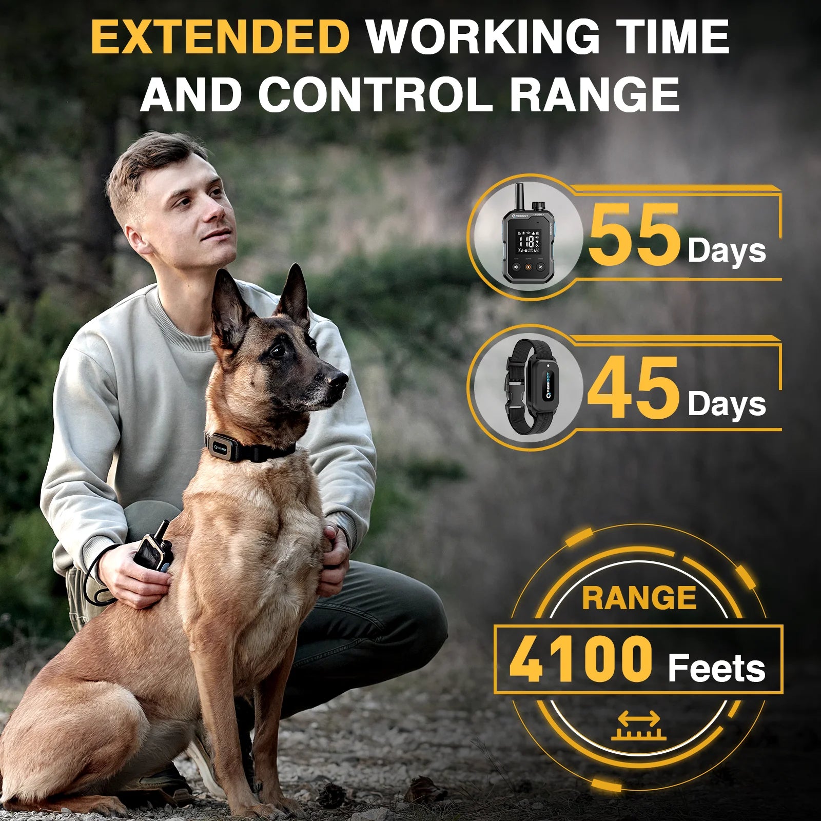 T70 Dog Training Collar 2 in 1 Strap with E-Clicker Electric Shock 4100Ft 1250M Waterproof 118 Levels 2025 New Version
