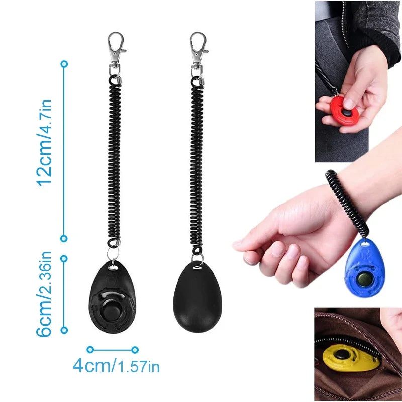 Adjustable Dog Training Clicker – Wrist Strap & Keychain for Pets Including Cats, Puppies & Birds