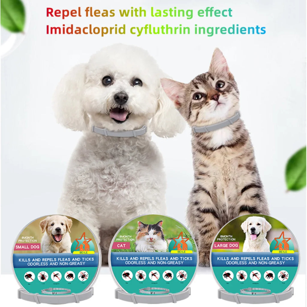 VIP Dog Cats anti Flea and Ticks Pet Collar 8Month Protection Retractable Pet Collars for Puppy Cat Large Dogs Accessories